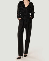 NURAT ZEBRA PRINT VELVET WRAP TOP  image number null